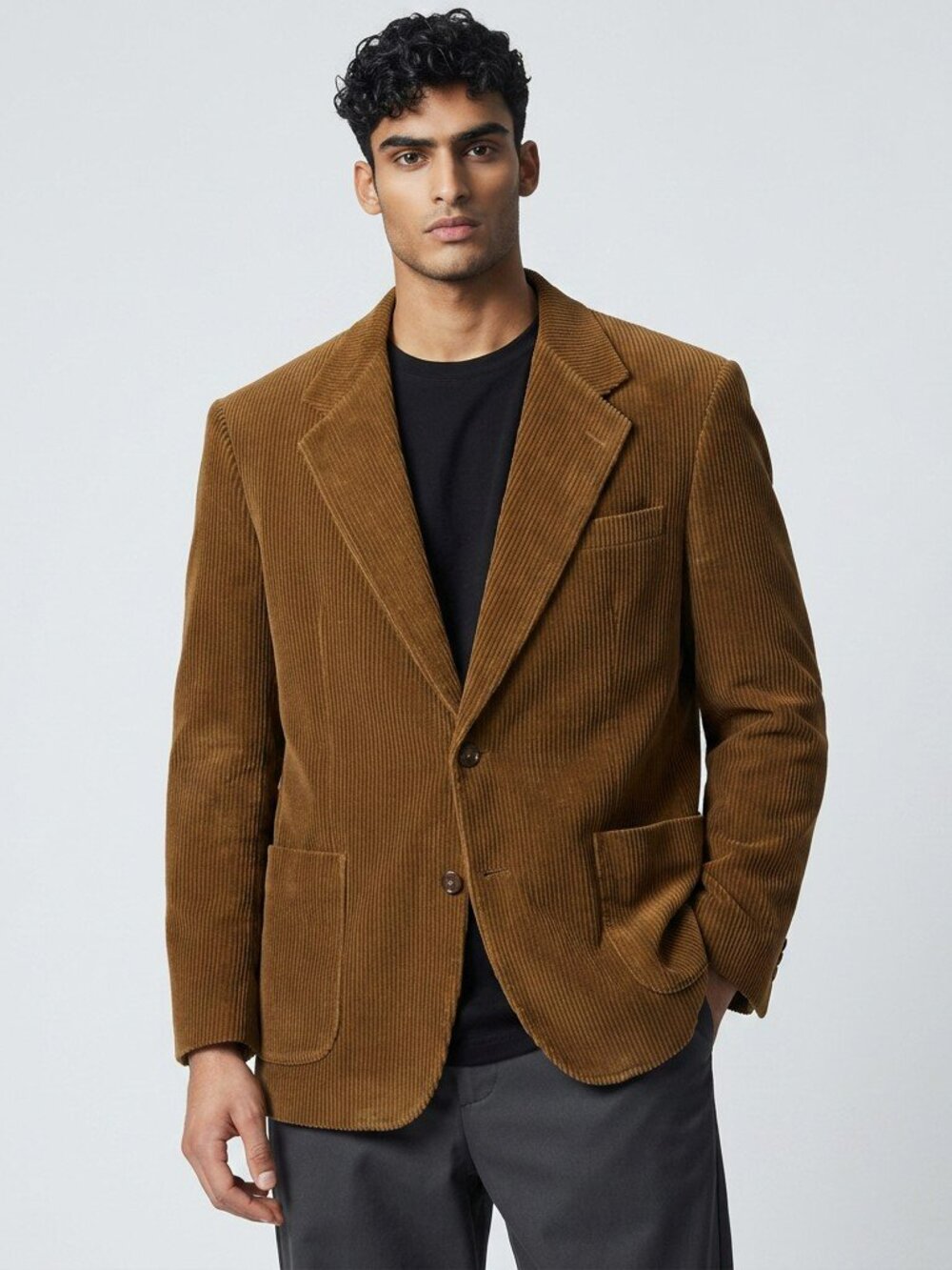 VTG Personal Choice Mens 48 Brown Corduroy 2 Button Pockets Sport Jacket Coat